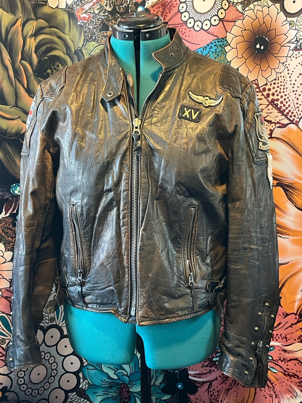 Polo Ralph vintage-inspired leather flight/motorcycle jacket.